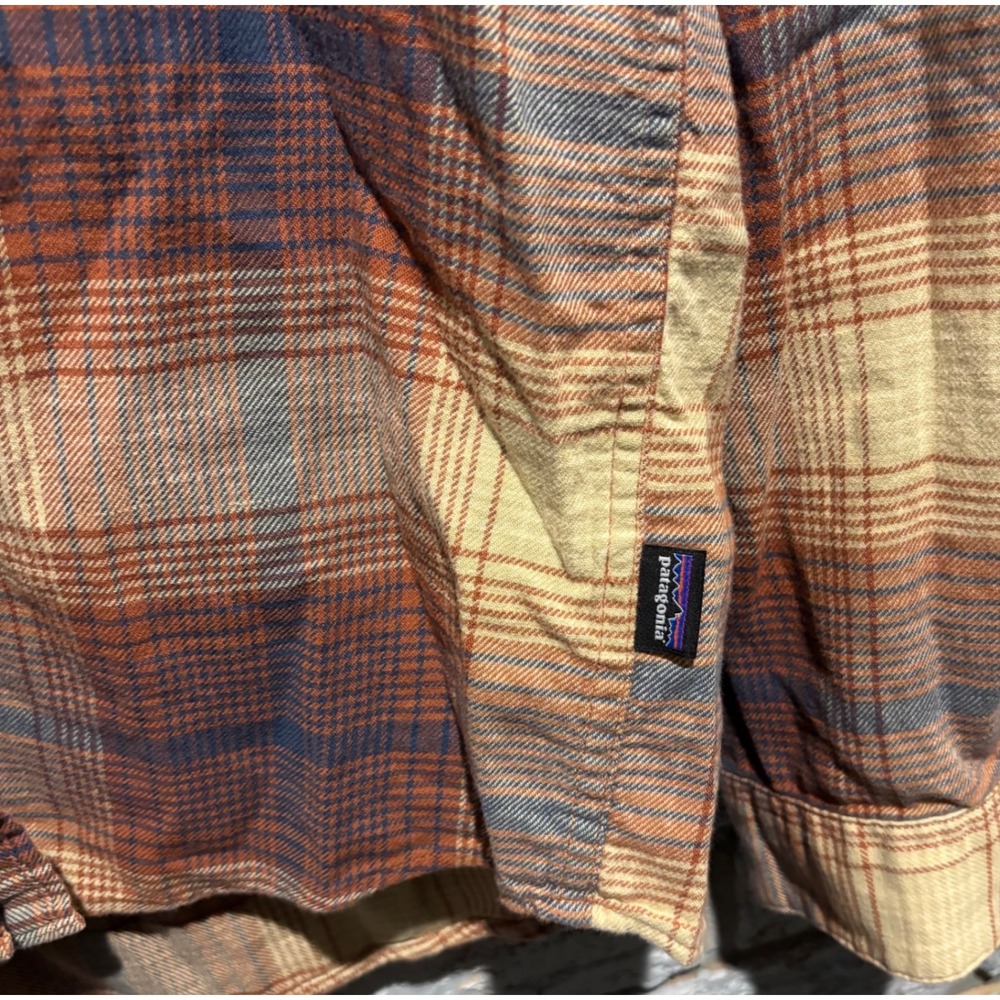 Patagonia Mens Fjord Flannel Organic Cotton Plaid Shirt Orange Yellow Size M - Picture 9 of 9